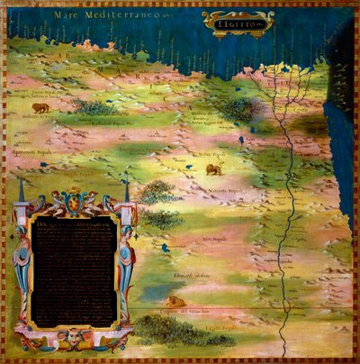 ステファノ・ボンシニョーリ(Buonsignori)のエジプト地図(1589年没) 1581年 地理的地図の部屋のキャビネットの絵。ヴェッキオ宮殿、マッパモンドの部屋フィレンツェ 作： Stefano Buonsignori