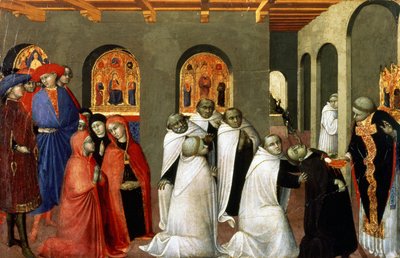 聖餐式の祭壇のプレデラからの聖秘跡の奇跡、1423年（tempera on panel） 作： Stefano Sassetta