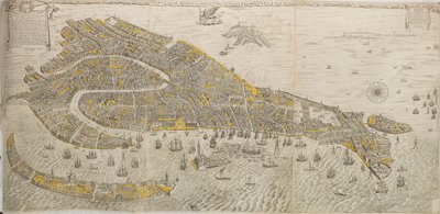 ベネチアから含まれている引用の実際と実際の描画。ヴェネツィアのパノラマ、1676年。 作： Stefano Scolari