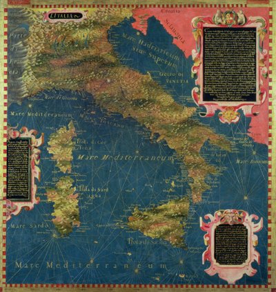 16世紀イタリアの地図（「地理的地図の広間」より）1575年（油彩・パネル 作： Stefano and Danti Egnazio Bonsignori