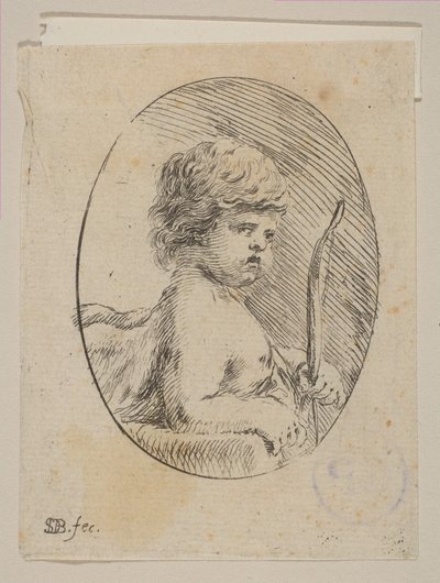 弓を持った小さなキューピッド、「さまざまな人物と落書き」より Diverses Figures et gr..., ca. 1646年。 作： Stefano della Bella