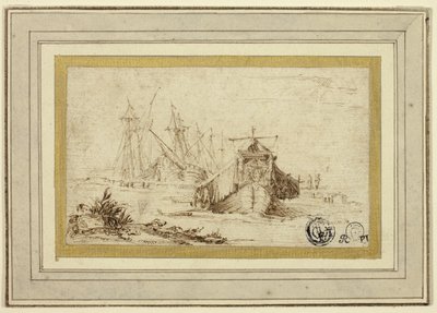 トスカーナのガレー船と海岸近くの他の船 作： Stefano della Bella