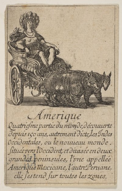 アメリカ、「地理学のゲーム」より Jeu de la Géographie, 1644年 作： Stefano della Bella