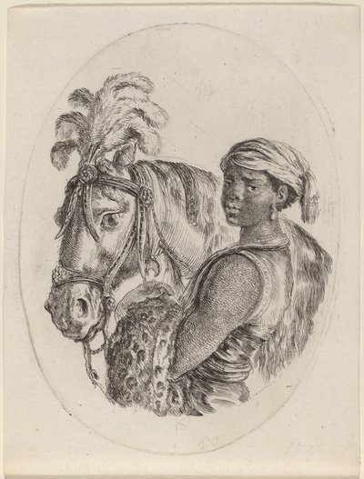 アラビア馬と黒の新郎 作： Stefano della Bella