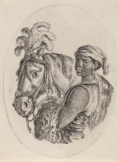 アラビアの馬と黒い新郎、16491650。 作： Stefano della Bella