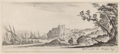 海岸のボート、1647 年以前。 作： Stefano della Bella
