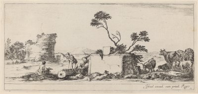 1647 年またはそれ以前のカンパーニャ アーティスト スケッチのあるシーン。 作： Stefano della Bella