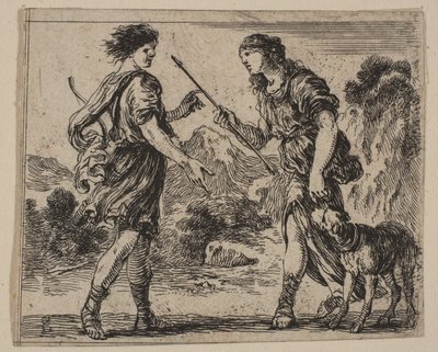 Cephalus and Procris、Game of Mythology Jeu de la Mythologie、1644年。 作： Stefano della Bella