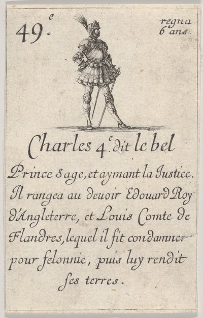 Charles 4.e- dit le bel Prince sage ...、ゲームオブザキングスオブフランス、Jeu des Rois ...、1644年。 作： Stefano della Bella