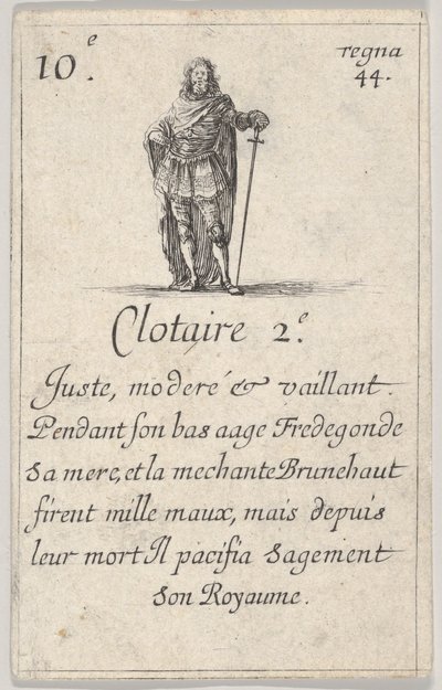 Clotaire 2.-e Juste、moderé...、from the King of of France Jeu des Rois de Fran ...、1644 作： Stefano della Bella