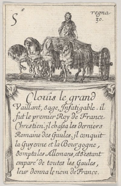 Clovis le grand Vaillant、sage ...、from the King of of France Jeu des Rois de F ...、1644 作： Stefano della Bella