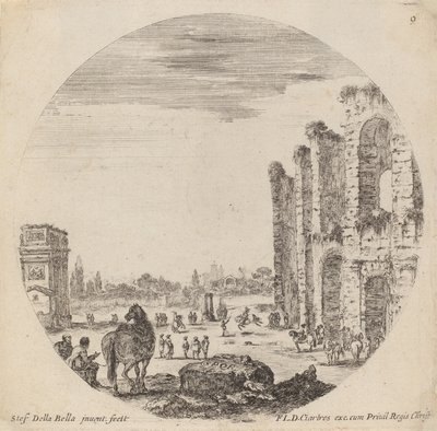 コロッセオとコンスタンティヌスの凱旋門、1646 年。 作： Stefano della Bella