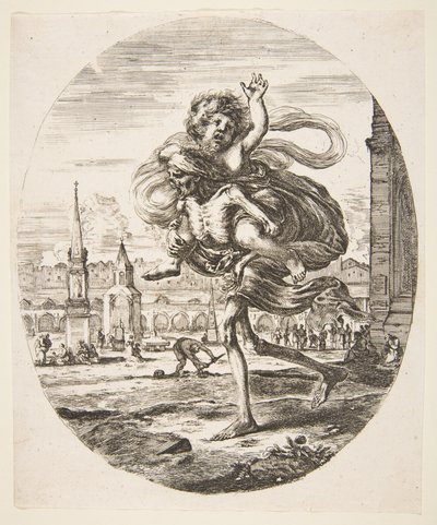 子供を連れた死、5人の死Les cinq Morts、ca。 1648。 作： Stefano della Bella