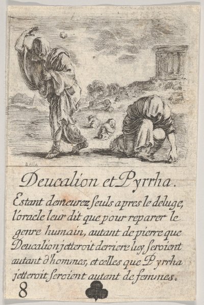 Deucalion and Pyrrha、Game of Mythology Jeu de la Mythologie、1644。 作： Stefano della Bella