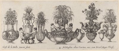 ファンタスティック 花瓶、おそらく 1646 年製。 作： Stefano della Bella