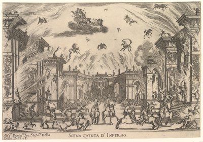 5番目のシーン、インフェルノ、「神々の結婚」ルノッツェデリデイ、1637年。 作： Stefano della Bella