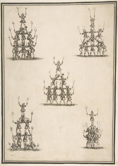 アクロバットの5つのグループ、1652年。 作： Stefano della Bella
