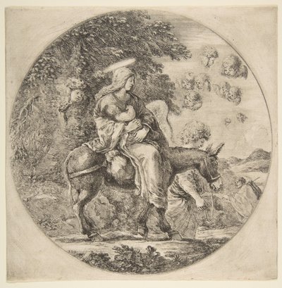 エジプトへの飛行、ラウンド構成、ca。 1662。 作： Stefano della Bella