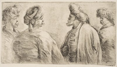 4つのトルコ人、約半分の長さ1662。 作： Stefano della Bella