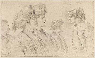 4人のトルコ人と黒人男性 作： Stefano della Bella