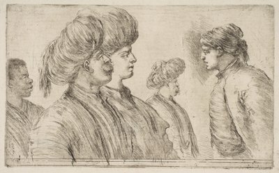 4人のトルコ人と黒人男性1662。 作： Stefano della Bella