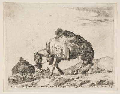 さまざまな動物のフロントピース：パックホース、ca。 1641年。 作： Stefano della Bella