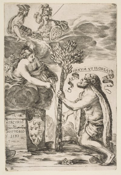 Il Mercurio IIIの口絵：ヘラクレスが彼のクラブを植える、1652年。 作： Stefano della Bella