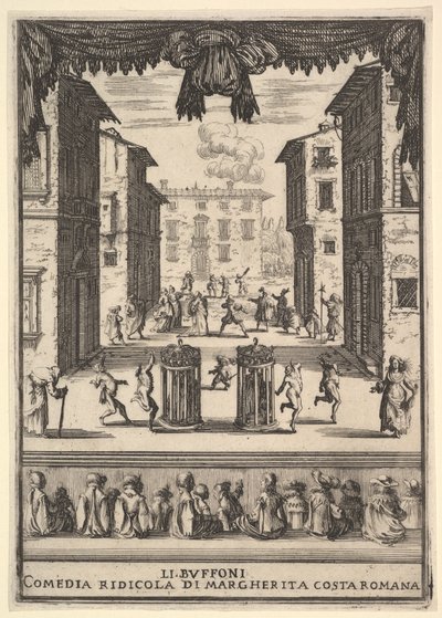 喜劇の前奏曲、ブッフォンズ・リー・ブッフォーニ、1639-41年のプー... 作： Stefano della Bella