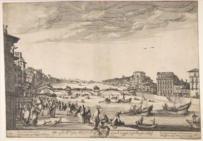 橋のゲーム、ピサ、1634年。 作： Stefano della Bella