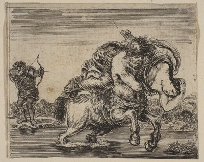 ヘラクレスとデイアニラ、ゲームオブミソロジーJeu de la Mythologie、1644年。 作： Stefano della Bella