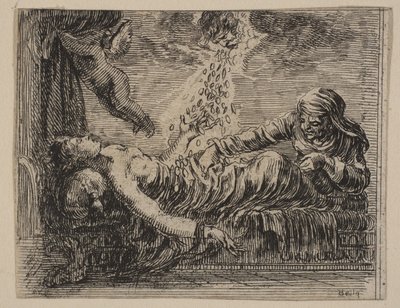 ジュピターとダナエ、ゲームオブミソロジージュデラミソロジー、1644年。 作： Stefano della Bella