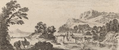 橋のある風景、1641年。 作： Stefano della Bella