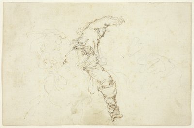 馬に乗って右腕を上げる男性 作： Stefano della Bella
