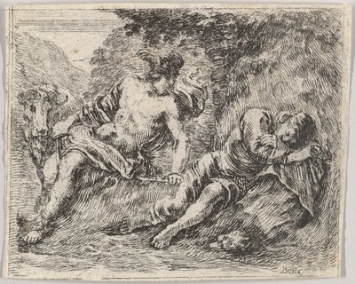 マーキュリーとアルゴス、ゲームオブミソロジーJeu de la Mythologie、1644年。 作： Stefano della Bella