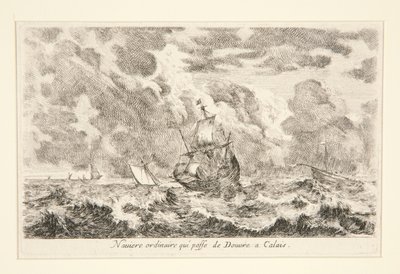 Vues de port de mar (港の景色) シリーズより、ドゥーブルとカレーの間を移動する普通の船 作： Stefano della Bella