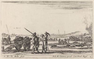 センチネルに命令を下す将校、c。 1641年。 作： Stefano della Bella