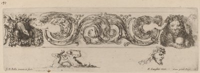 ワシとライオンが描かれた装飾的なフリーズ、おそらく 1648 年。 作： Stefano della Bella