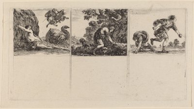 ペルセウスとアンドロメダ、ケファロスとプロクリス、ヒッポメネーとアタラントゥス、1644年。 作： Stefano della Bella
