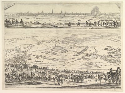 アラスの包囲の計画と見解：地形図のあるプレートの下部分...、1641年 作： Stefano della Bella