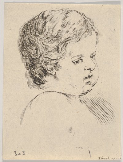 プレート12：子供の本の頭、 『リブアを描くことを学ぶための本』から、apprendre ...、ca。 1649 作： Stefano della Bella