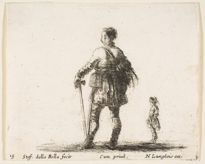 プレート19：中央に立って、後ろから見たコートドレスのポーランドの貴族、...、ca。 1644-47。 作： Stefano della Bella