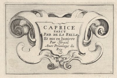 プレート 1: シリーズ タイトルのカルトゥーシュ、「Caprice faict par de la Bella」より。 1642年。 作： Stefano della Bella