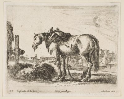 プレート22：カートの馬、さまざまな動物からDiversi animali、ca. 1641年。 作： Stefano della Bella