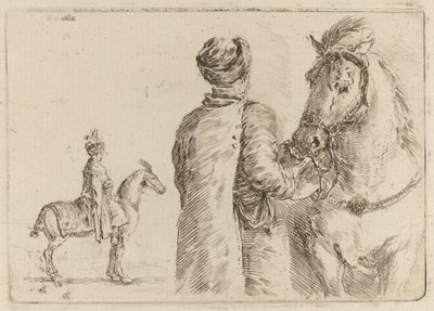馬の手綱を握るポーランドの従者 作： Stefano della Bella