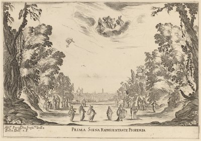 フィレンツェを表す最初のシーン、1637 年。 作： Stefano della Bella