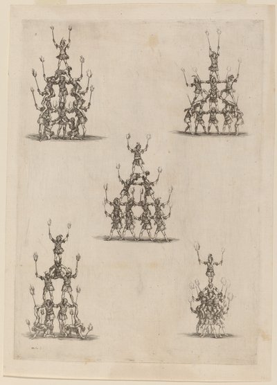ジャグラーのピラミッド、1652年。 作： Stefano della Bella