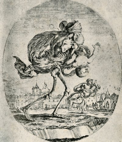 Stefano della Bellaによる5人の死のセットからのエッチングの再現、1906年。 作： Stefano della Bella