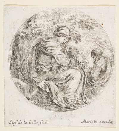 エジプトへのフライトで休む1641年。 作： Stefano della Bella