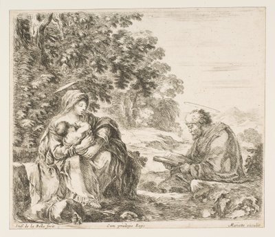 エジプトへのフライトで休む1649 作： Stefano della Bella