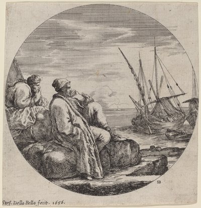 2 つのトルコの商人のいる港 作： Stefano della Bella